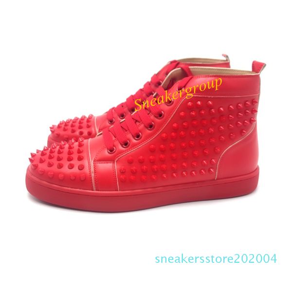 

r men women red bottom party genuine glittery bottom studded spikes flats shoes fashion luxury casual shoes s04, Black