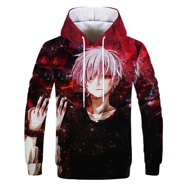 

mens designer 3d digital naruto printed sweater with hat, Black