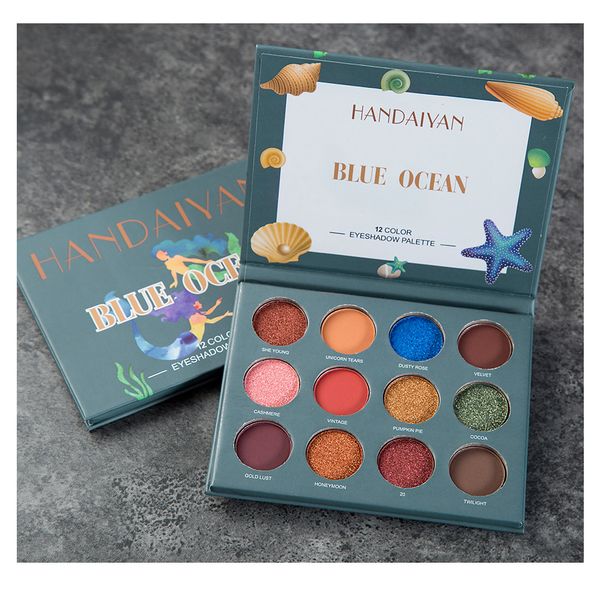 

12 colors glitter eyeshadow palette marble pattern matte eye shadow long lasting eyes makeup