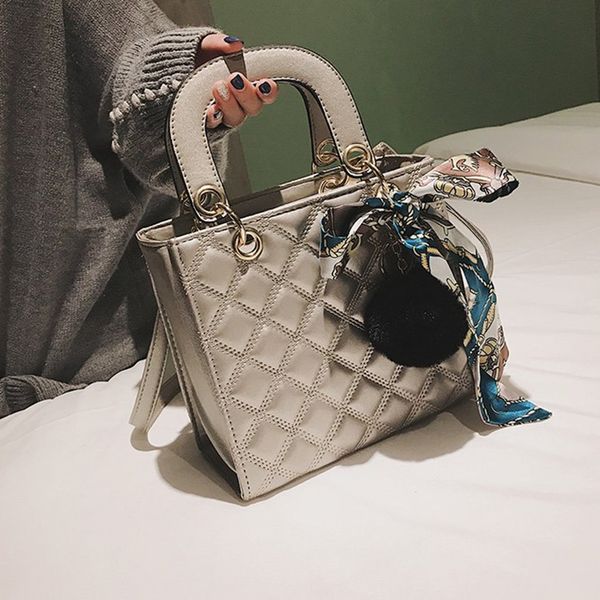 

ladies handbag small ribbon hair ball shoulder bags for women tote bag pu leather female messenger bag designer bolsa red