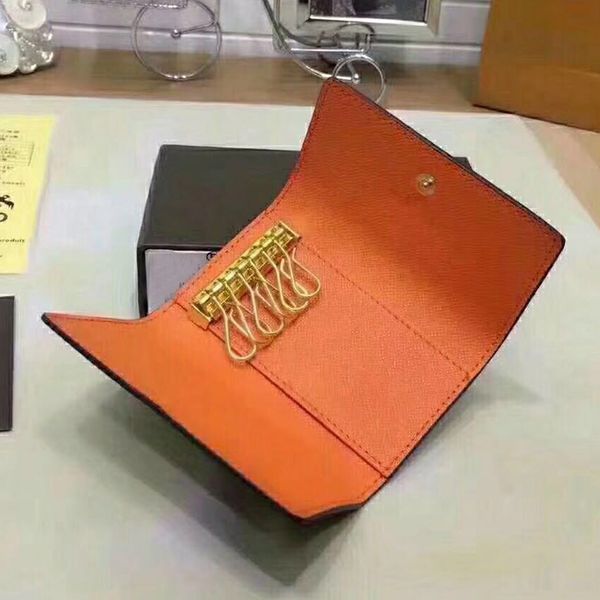 

wholesale multicolor leather key holder short six key wallet women classic zipper pocket men key chain ing, Red;blue