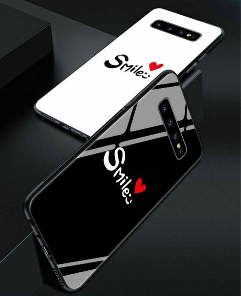 

samsung s10/s10 plus/s10e/m10/m20 popular protective concise back cover letter print case shockproof phone case balck white case