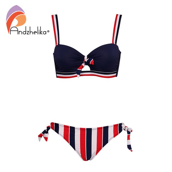 

andzhelika bikinis women push up bikini sets bow-knot striped swimsuit two pieces swimwear women 2020 beach bathing suits