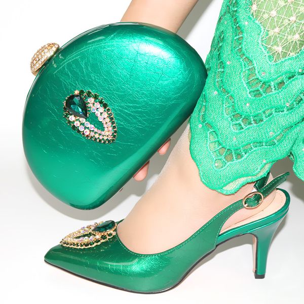 

summer new arrival ladies shoes and bag set for party african style rhinestone pumps shoes and bag set tx-892, Black
