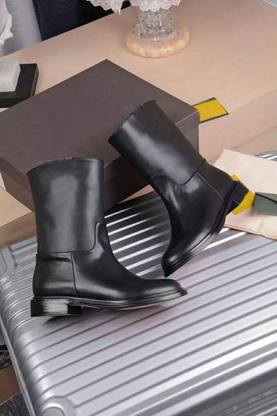 

new style louise womens flat heel martin army winter snow knight cow leather boots with metal size 35-41, Black