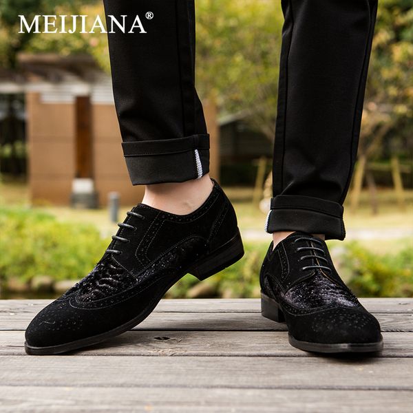 

meijiana oxford shoes men 2019 spring and autumn lace men's casual shoes flat italian formal, Black