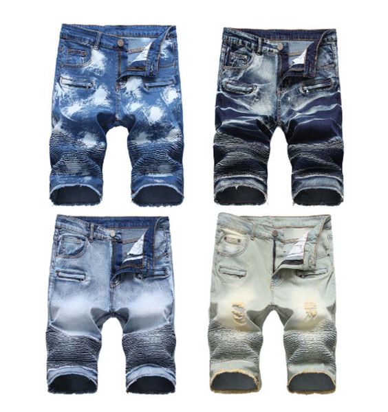

Mens Distress Ripped Short Jeans Fashion Denim Distressed Hip Hop Short Pants With Hole For Men High Quality