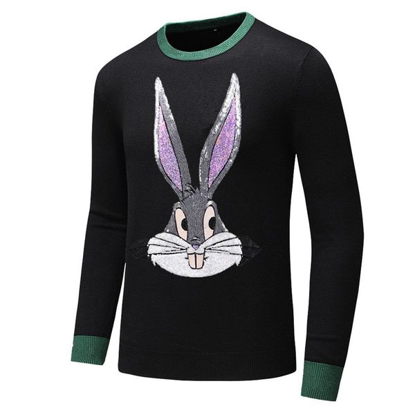 

l918 new autumn winter black sweaters men fashion long sleeve the rabbit print couple sweaters loose pullover designer sweaters, White;black