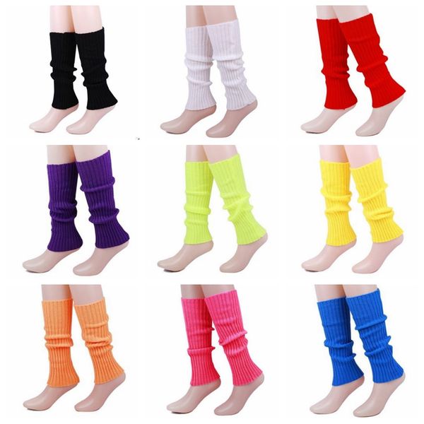 Scaldamuscoli Colori caramella Calzini per ragazze Maniche per gamba in lana all'uncinetto Calze a righe per maglieria Leggings per bambini 10 colori all'ingrosso DHW3235