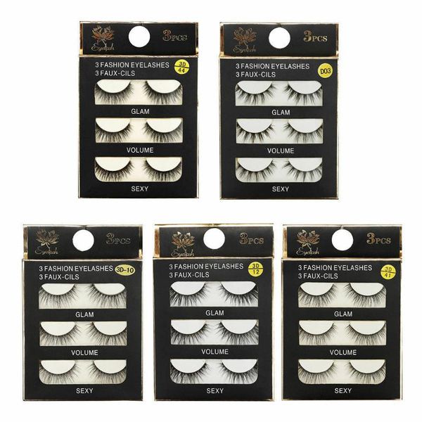 

false eyelashes 3 pairs natural handmade soft thick wispy fluffy 3d fake eyelash women makeup volume lashes extension tools