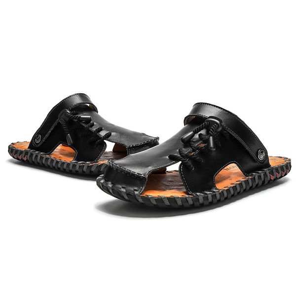 

sandals summer homme hombre schoenen leather mannen footwear herren male trainers 2021 work for man zapatillas mesh mens sandale, Black