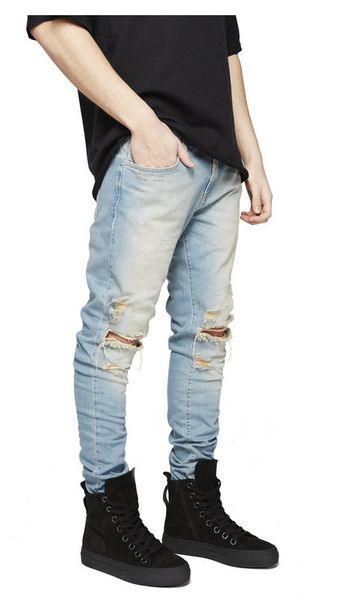

brand men fasion holes cotton linen slim long male jeans ripped denim 80s brand high-grade casual pants dropshipping big size, Blue