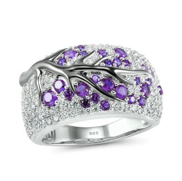 

gold-plated plum tree branch ring creative jinchen mosaic ring hip-hop ring, Blue