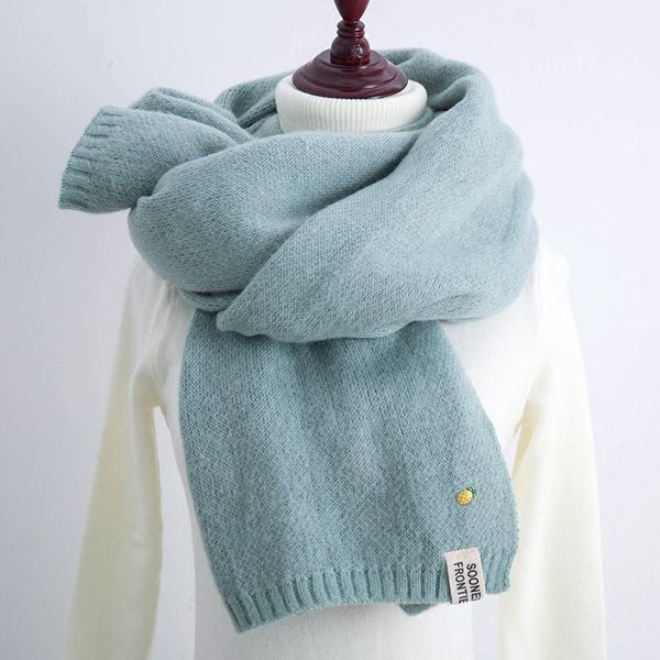 

winter scarf women pineapple scarf female winter thick long double-sided pure color knit scarf warm collar, Blue;gray