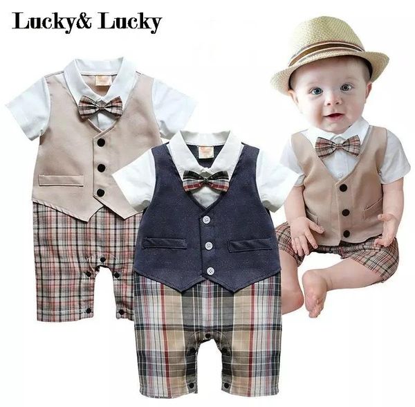

gentleman baby new style short sleeve wedding and party baby boys clothes cut rompers new born clothes, Blue