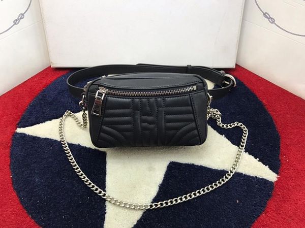 

fannypack designer waist bag diamond lattice pattern genuine leather women belt bag chain 2 usage pad purse bag