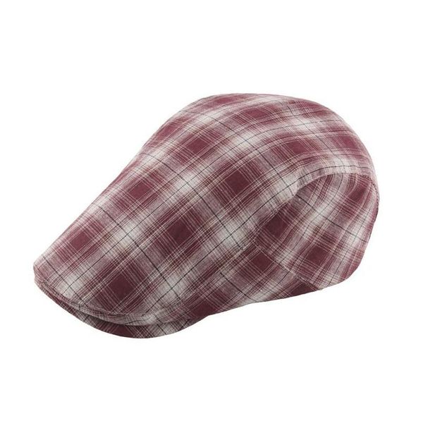 

men solid plaid cotton newsboy hat with buttons boys red checks black checks ivory brown hats beret baker boy hats, Blue;gray