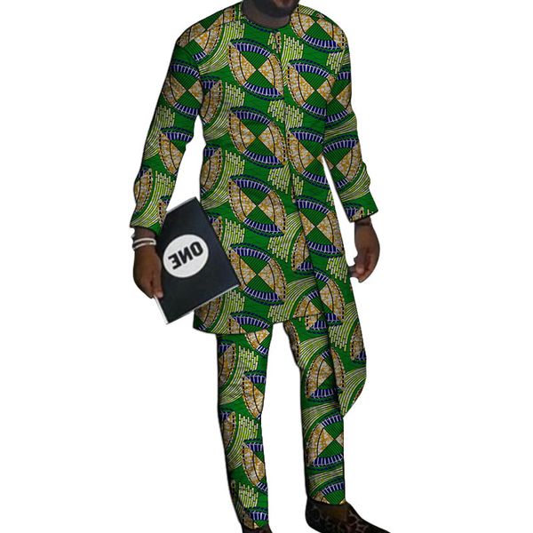 

расслоение дизайн рубашки с брюками на заказ брючные комплекты мода мужчины жениха костюмы dashiki печати наряды африканских партии одежды, Gray
