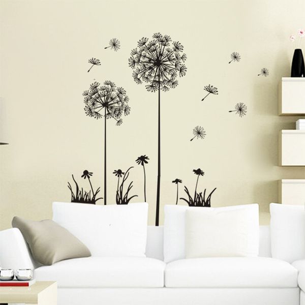 

home decoration sitting room black popular wall stickers 1pc bedroom dandelion household adornment