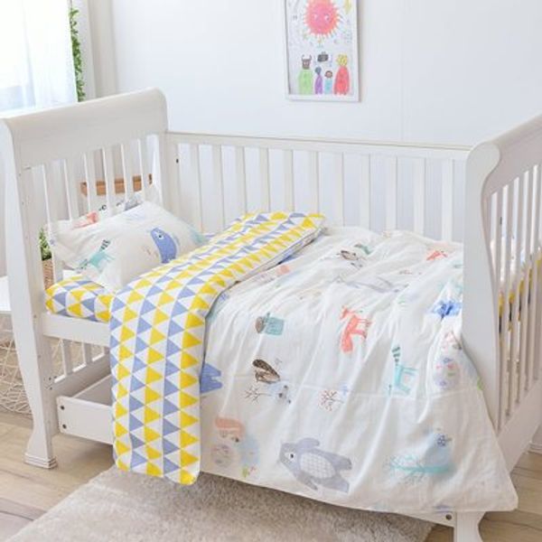 

new arrive baby room cotton crib bed linen kit cotton baby bedding set for girl boys warm ,duvet/sheet/pillow, with filling