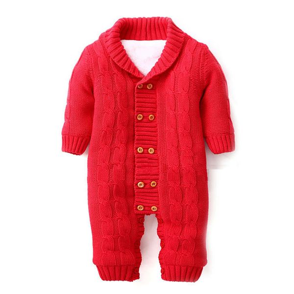 

thick warm infant newborn baby boy girl knitted sweater jumpsuit hooded kid toddler outerwear baby rompers winter clothes, Blue