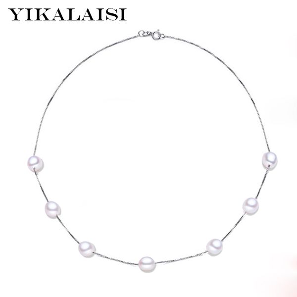 

yikalaisi 925 sterling silver natural freshwater pearl choker necklace fashion jewelry for women 8-9mm pearl 4 colour