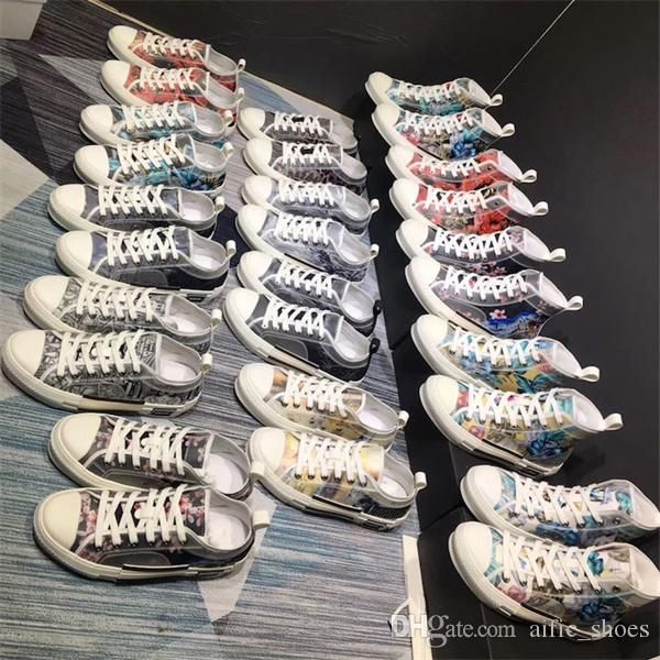 

men b23 oblique high-sneaker white black designer shoes high-tech fabric low-cut trainers clear leather casual shoes rubber sole us11