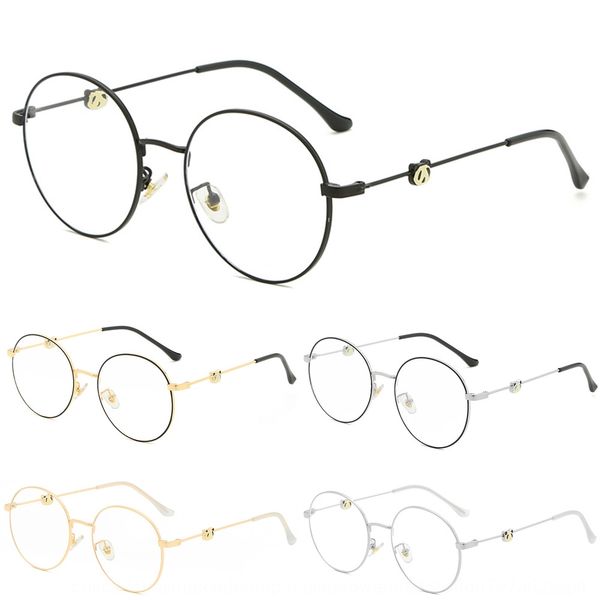 

panda myopia frame female round metal myopia glasses frame plain ultra light anti-blue light plain glasses, Silver