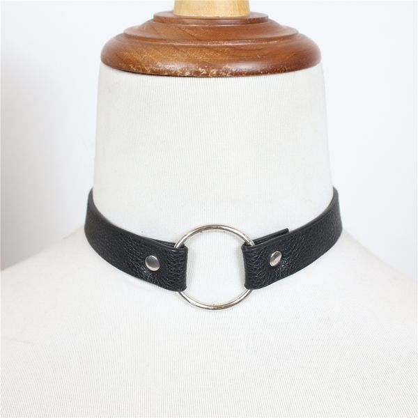 

2019 new black women leather wholesale fetish bondage belt neck collar neck collars creative choker harness collar, Black;white