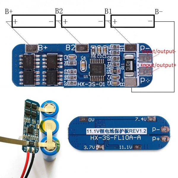 Freeshipping 2 Adet / takım PCB Koruma Kurulu Kontrol Modülü 3 Serisi Lityum 18650 Pil Hücre BMS PCB Koruma Kurulu Fabrika Fiyat