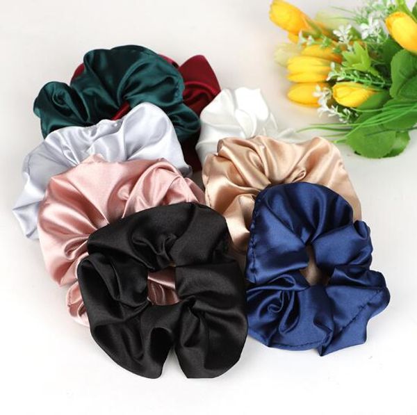 

black and white silk like scrunchie hairbands hair tie hair accessories satin scrunchie stretch ponytail holders handmade gifts