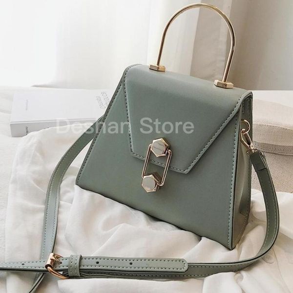 

elegant lady metal tote bag 2020 summer new pu leather women's handbag lock shoulder messenger bags