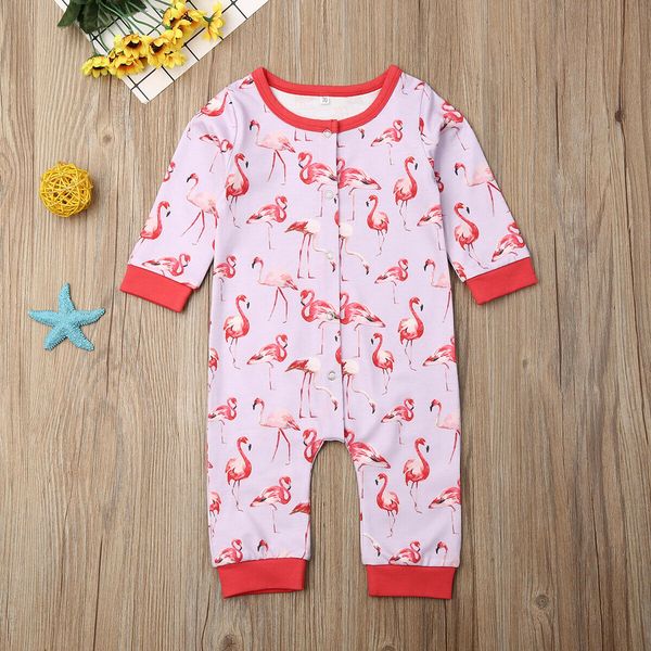 

autumn infant toddler kids baby girl boy romper jumpsuit flamingo playsuit outfits, Blue