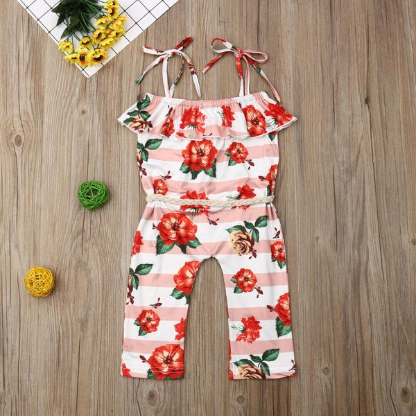 

new toddler baby girl kid floral bodysuit jumpsuit playsuit clothes outfit, Blue