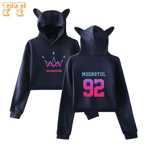 

mamamoo фиолетовый cat ear толстовки толстовка женская одежда cute printed sexy охладить kpop harajuku вскользь женщины фуфайки hoodie, Black