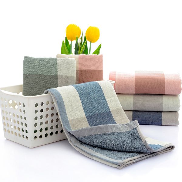

100% cotton square plaid towel bath bath towel facial super soft water-absorbing facial quick-drying 34 * 76cm