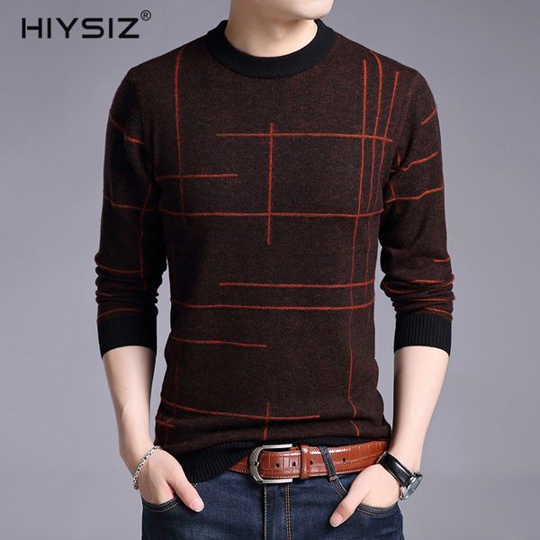

hiysiz new sweater men 2019 fashion trend striped casual o-neck long sleeves autumn winter streetwear wool knit pullover sw065, White;black