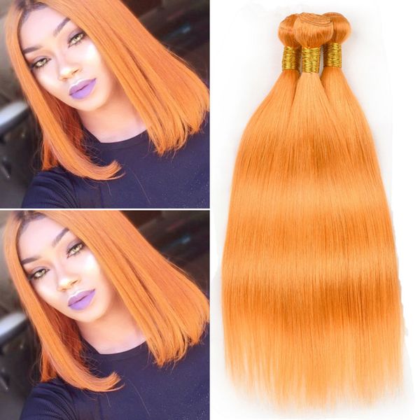Brazilian Orange Color Human Hair Bundles Silky Straight Virgin