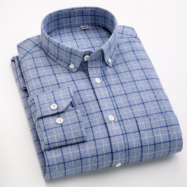 

new men's plaid shirts long sleeve regular fit sanded fabric checkered shirts for male casual, White;black