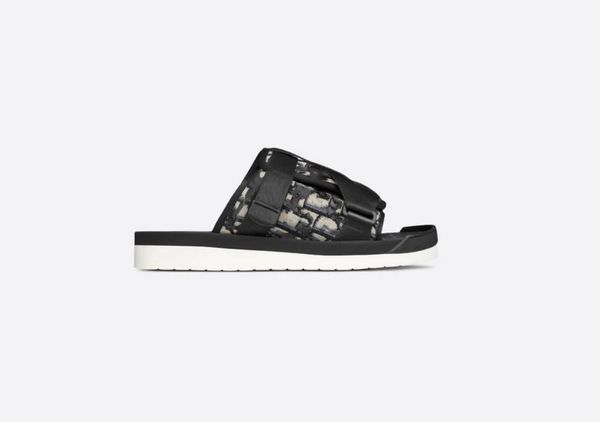 

2020 new fashion men black alpha sandal in oblique jacquard summer men slippers nylon bands comfortable rubber sole scuffs size us6-11
