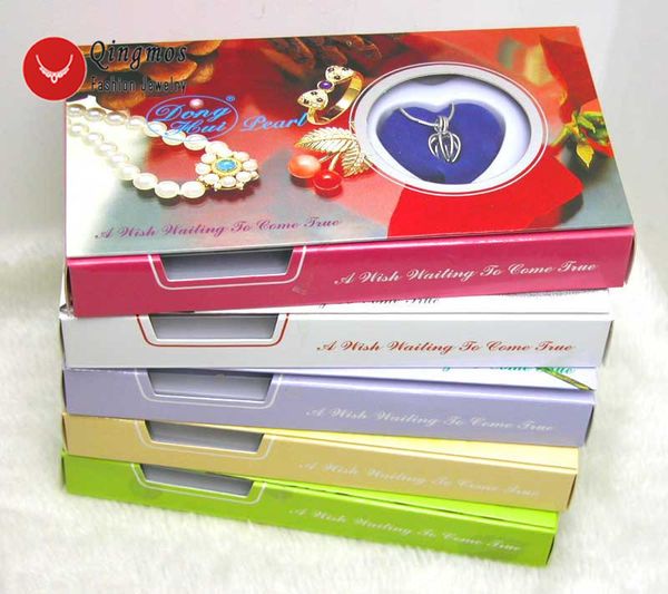 

qingmos 5 boxes wish pearl love heart cage holder chokers necklace for women with pendants pearl necklace oyster gift box-3621 j190611, Silver