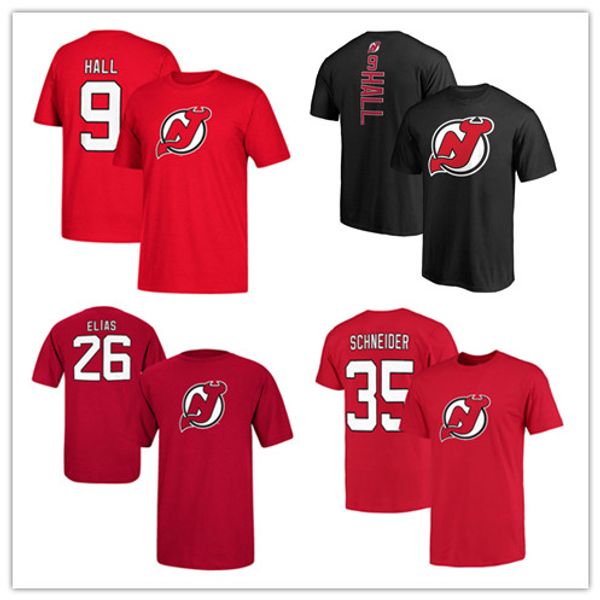 

men's new jersey devils t-shirts 9#taylor hall hockey jerseys 26# patrik elias red 35# cory schneider black sport jersey brand printed