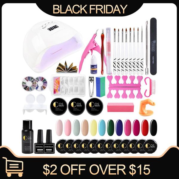 

coscelia 5ml gel nail polish set, 80w lamp manicure set, nail tool manicure tool, 12pc uv gel polish diy too