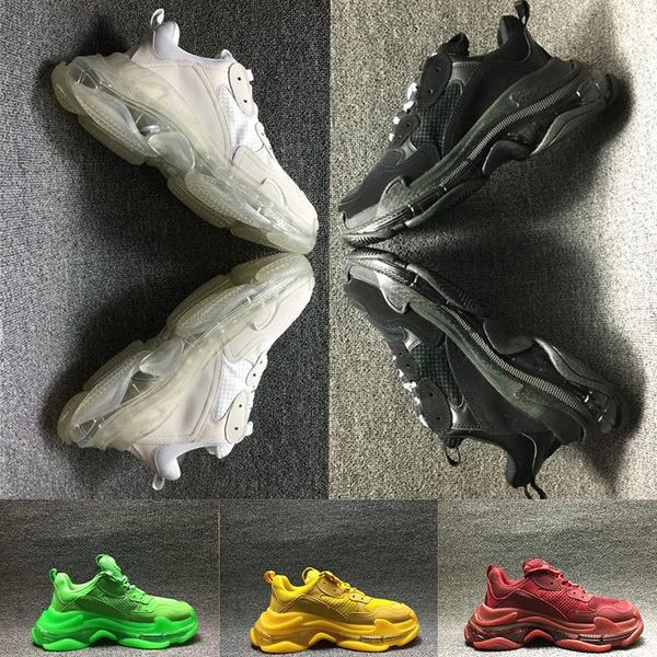 

высокое качество париж трехместный обувь мода кристалл нижний комбинированной подошве кроссовки мужские женские роскошный золотой черный кра, Black