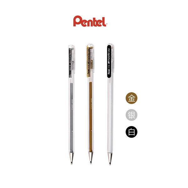 

japan pentel 0.8 mm metallic gel ink pen k108 silver gold white high-gloss