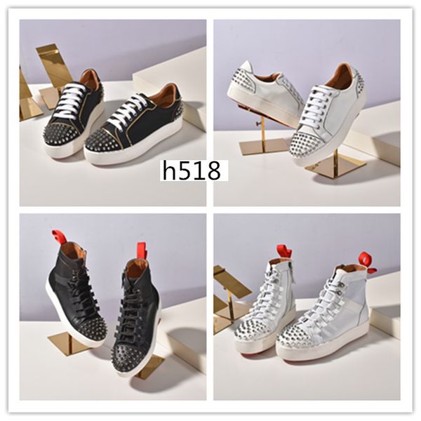 

with box new krystal spike sock donna sneakers designer mens red bottoms shoes womens rivet flat shoes1, Black