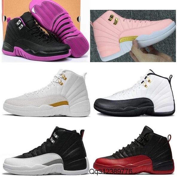 

new women 12 12s gs hyper violet taxi ovo white youth basketball shoes girls flu game playoff sneakers with box