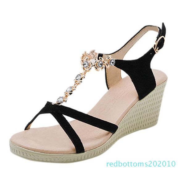

bohemian women summer footwear summer butterfly-knot flats sandal woman shoes non-slip crystal beach sandal woman shoes r100, Black