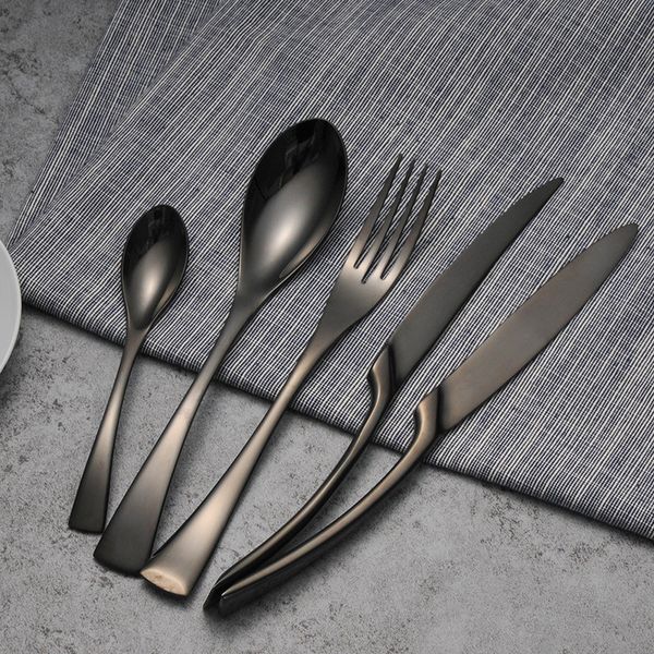 

black cutlery set stainless steel western tableware sets fork steak knife dinnerware