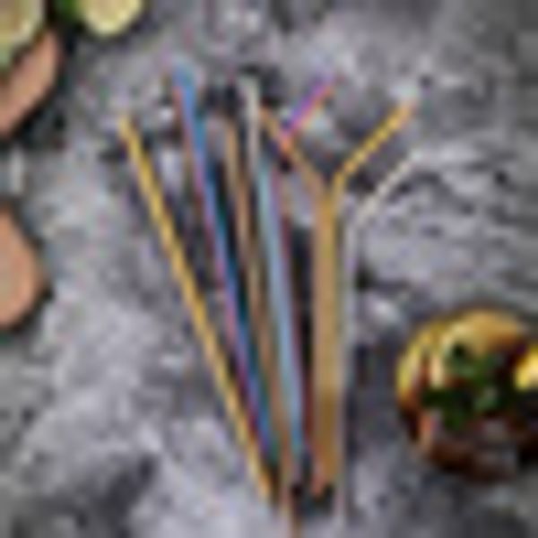 

7pcs colorful 304 stainless steel drinking straws reusable with cleaner brush coffee barware kitchen dining bar accessories
